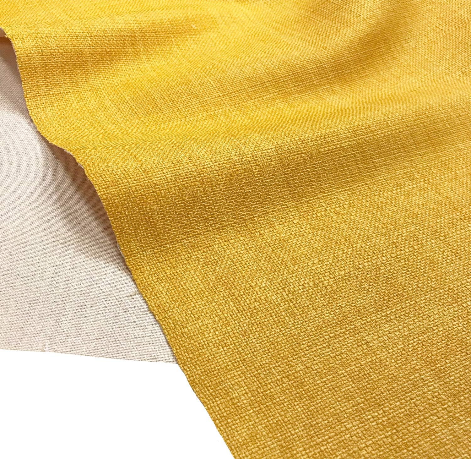 Soft Plain Linen Look Fabric Curtains Bag Designer Clothing Material Dressmaking Upholstery 145cm Wide - 1 Metre 100cm x 145cm Yellow