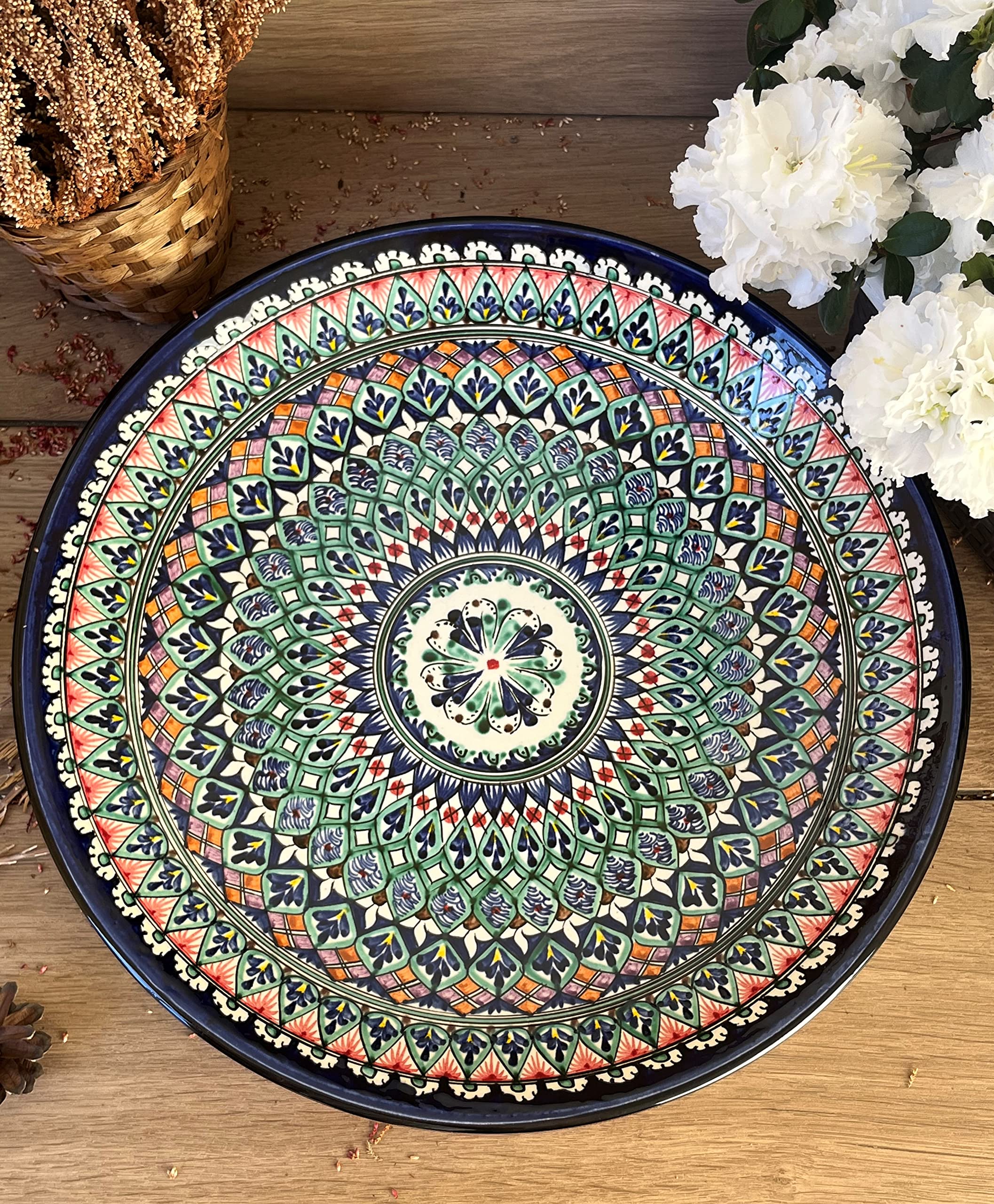 ARMASLagan Ceramic Plate 42 cm Oriental Handmade Pattern