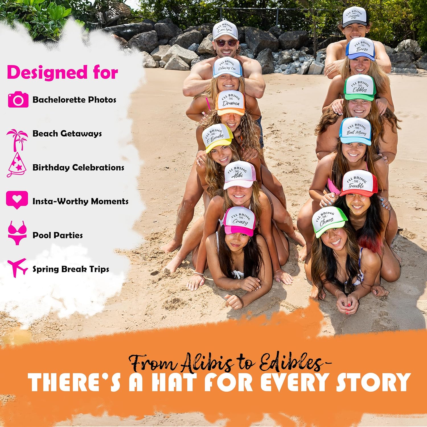 Funky Junque Women's Funny Trucker Hats: Adult Humor for Bachelorette, Girls Trips & Festivals - Mesh Hat - I'll Bring The's - Image 5