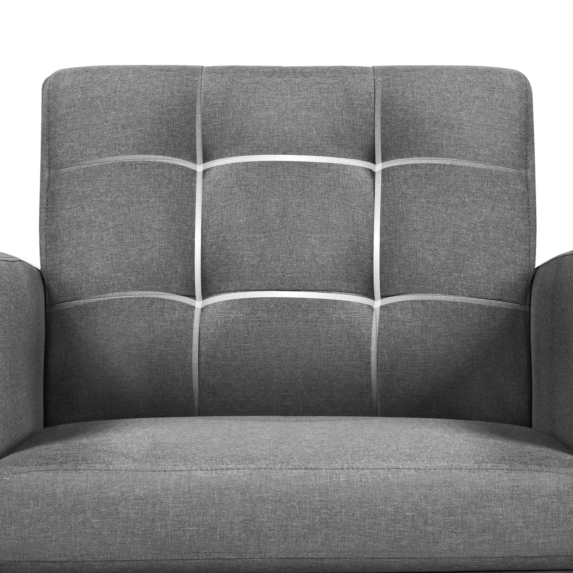 Yaheetech Poltrona Lounge da Salotto Imbottita con Braccioli e Schienale Gambe in Legno Stile Moderno da Lettura/Riposo/Lavoro/Bar Grigio Scuro/Tessuto