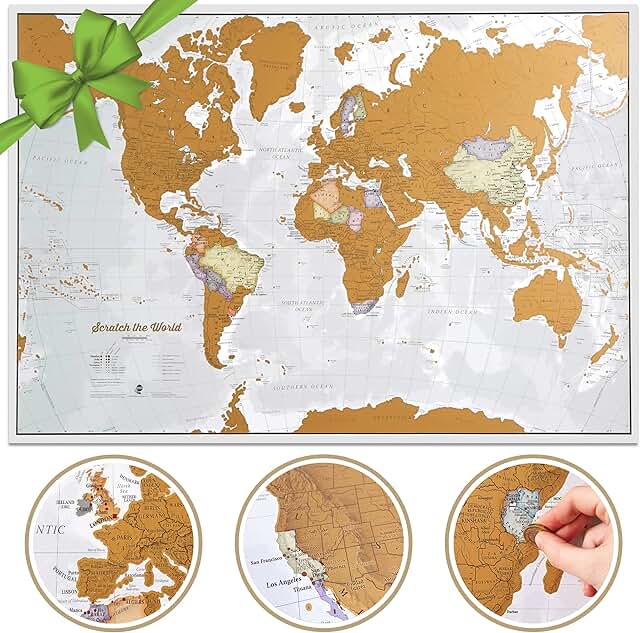 Scratch The World ® Travel Map - Frameable Scratch Off World Map Poster ...