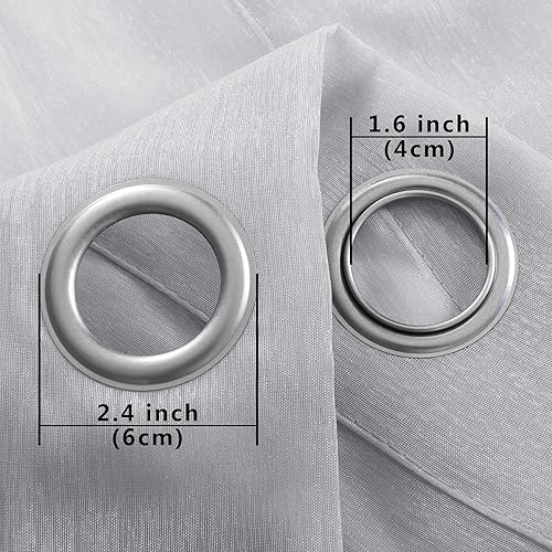 Miniatura 6 de KOUFALL - Cortinas translúcidas de imitación lino con ojales (2 paneles)