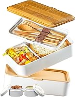 Vista 25 de Umami Caja Bento Todo en 1 con 4 Utensilios, 100% a Prueba de Fugas, Recipientes para Almuerzo Aptos para Lavavajillas y Microondas para Adultos