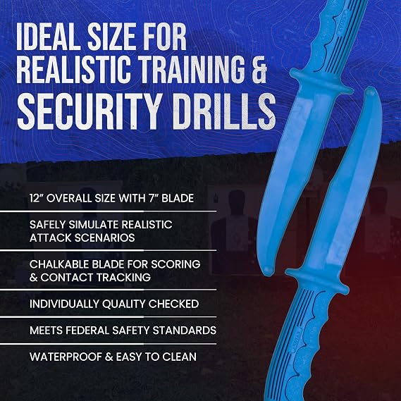 Realistic Rubber Training Knife for Martial Arts - Durable, Lightweight, 12 Length Rubber Practice Knife - Flexible, Chalkable Blade for Scoring - Safe for Defensive Tactics Training - Made in USA
