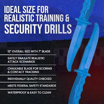 Realistic Rubber Training Knife for Martial Arts - Durable, Lightweight, 12 Length Rubber Practice Knife - Flexible, Chalkable Blade for Scoring - Safe for Defensive Tactics Training - Made in USA