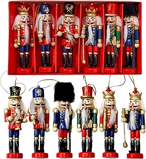 THE TWIDDLERS - 6 Wooden Chrismas Nutcracker Soldier Ornaments