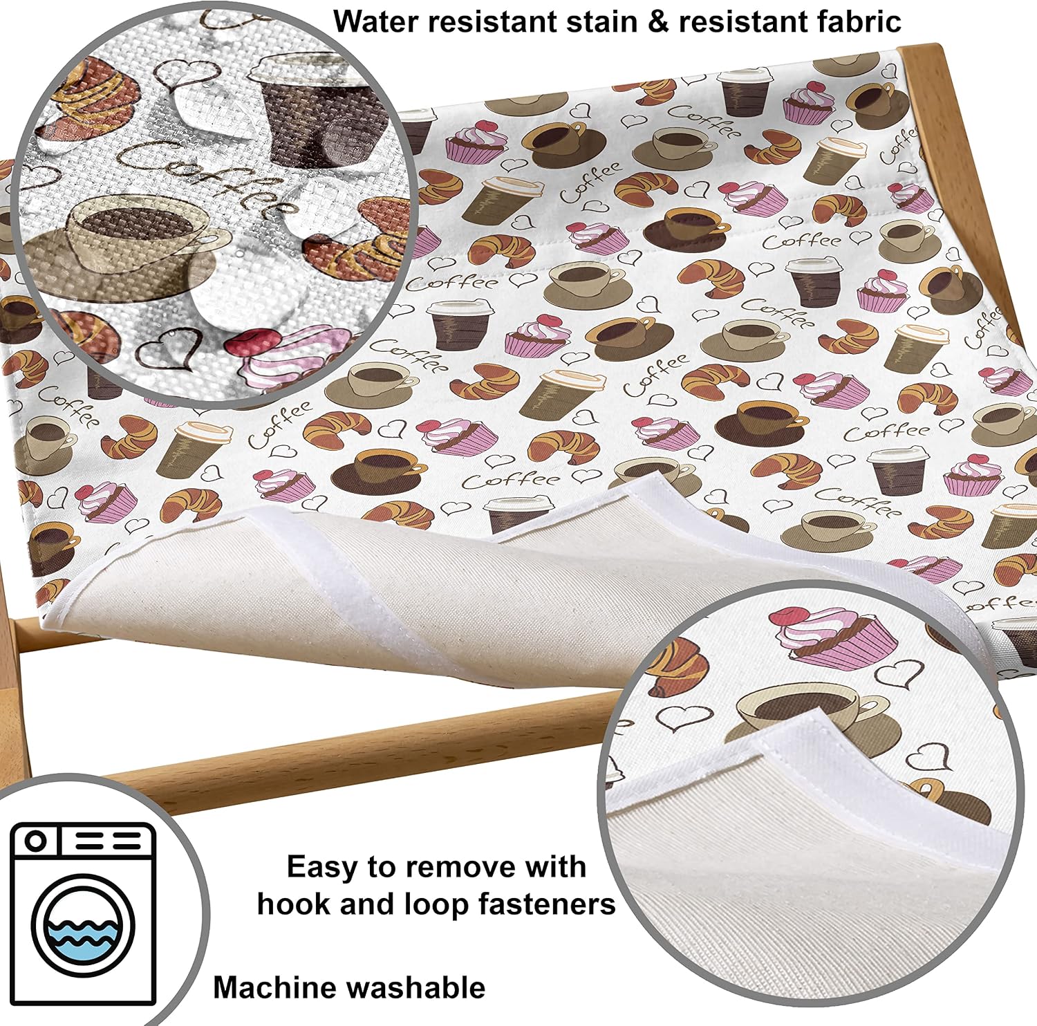 review Lunarable Coffee Pet Hammock, Coffee Cups Takeaways and Sweets Cherry Cupcake Croissant American Breakfast Culture, Bed for Kittens Canopy with Durable Wooden Frame, 22