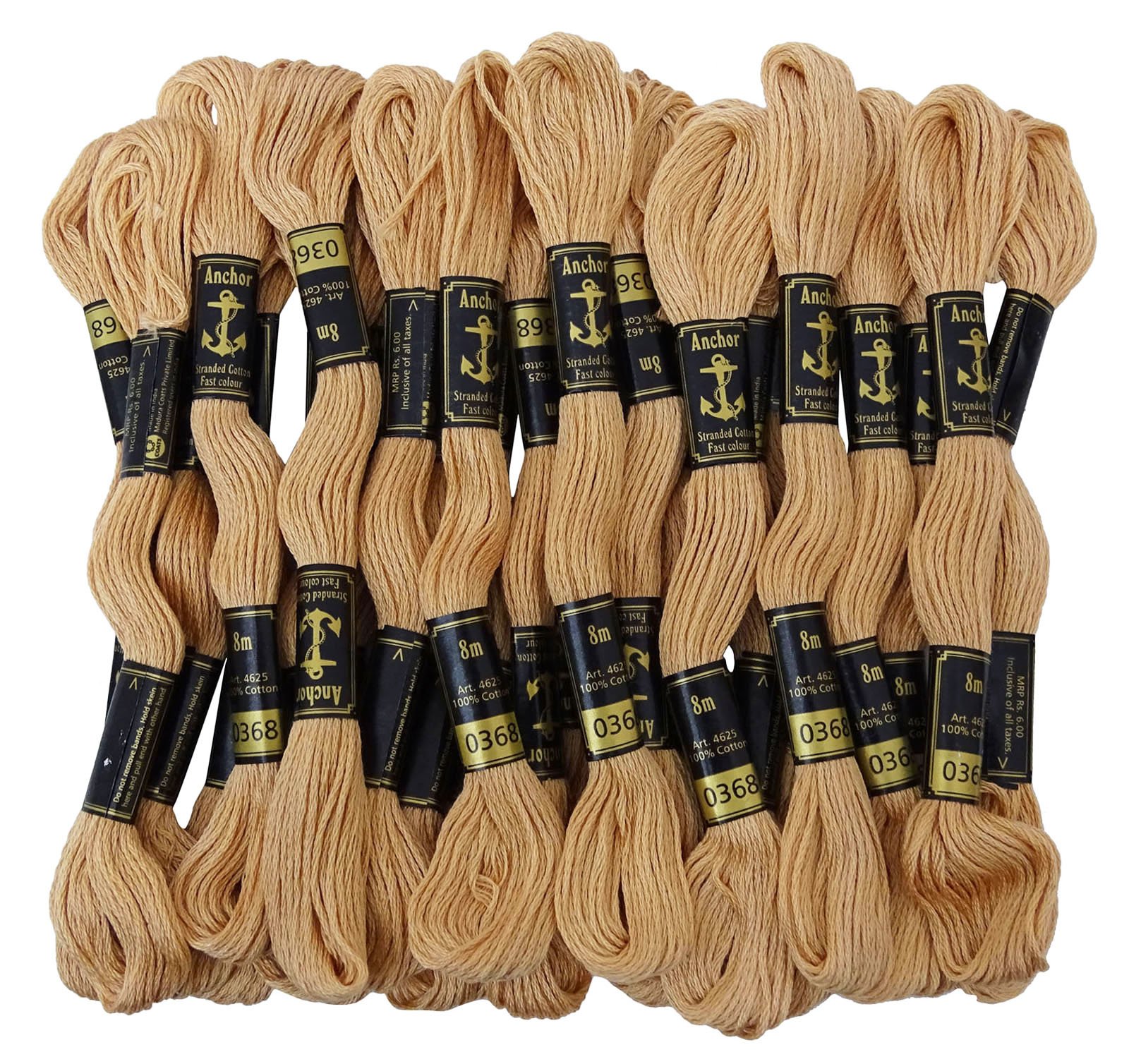 IBA Indianbeautifulart Anchor Hand Cross Stitch Stranded Cotton Embroidery Thread Floss Pack of 25 Skeins-Beige