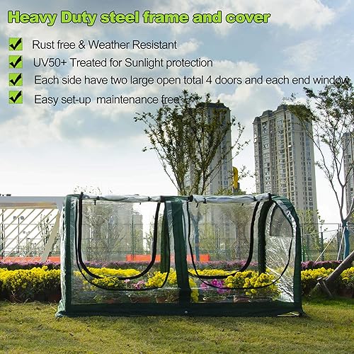 Miniatura 5 de Porayhut Tienda de campaña portátil para invernadero, fácil instalación, para jardinería, para plantas y sol, con cubierta de PVC, 71 x 35.4 x 35.4