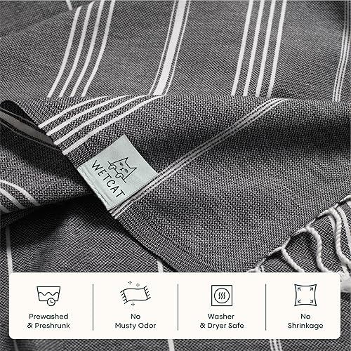 Miniatura 5 de WETCAT Turkish Beach Towel Oversized (38"x71") 100% Turkish Cotton, Made in Turkey - Sand Free, Extra Large, Ultra Soft, Quick Drying, Compact &