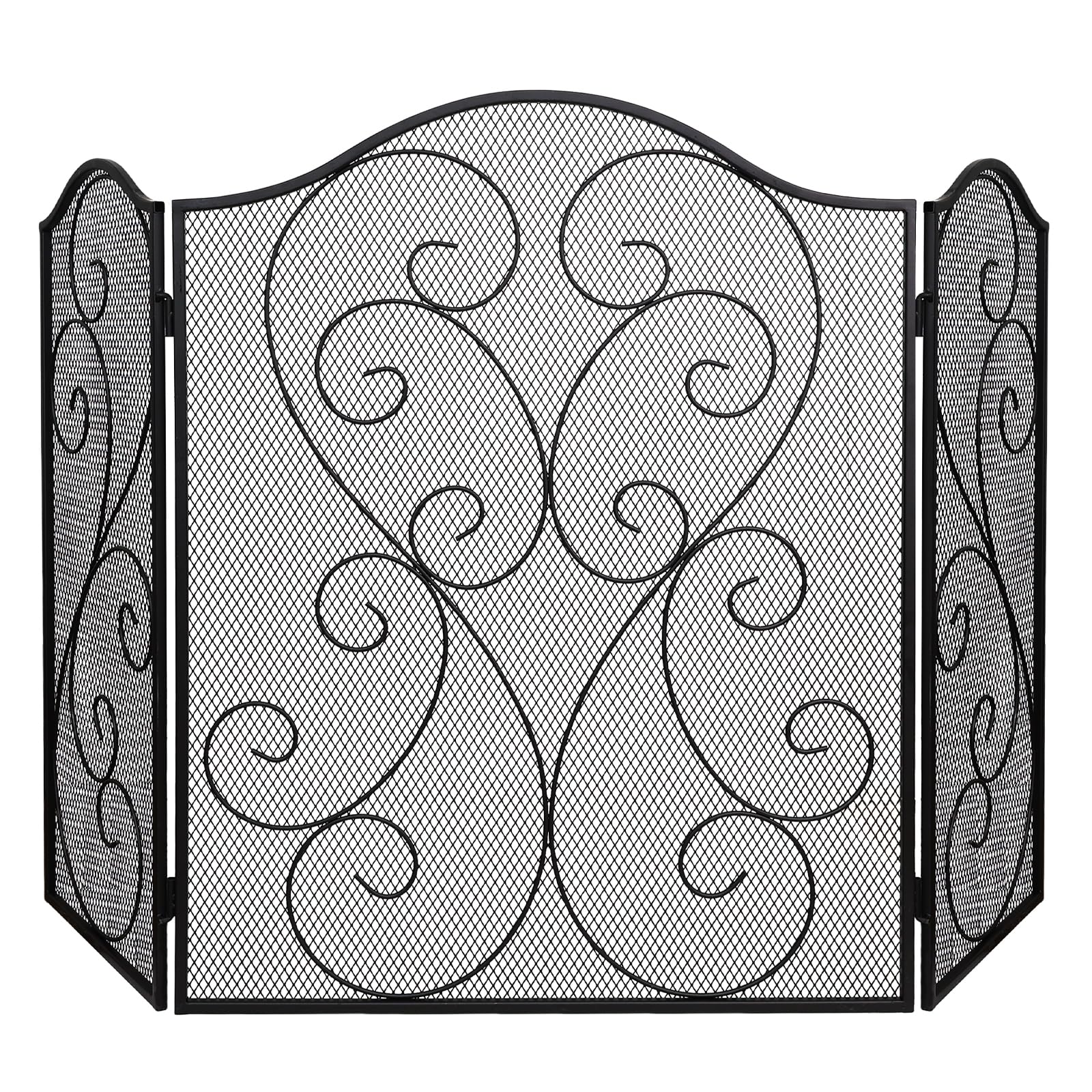 Hogardeck Fireplace Screen, 3 Panel 48" x 30" Fireplace Cover for Living Room, Decorative Wrought Iron Fire Place Gate for Brick Fireplace, Baby Proof, Pet Safety