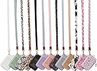 Vista 19 de Soporte de tarjetas de ID 2 en 1, cartera chica multiusos, correa de muñeca extraíble, cordón para cuello, ventana clara, 5 ranuras, para teléfono