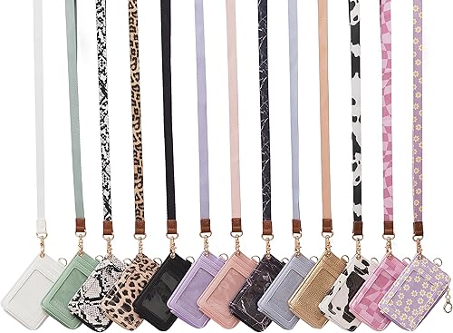 Miniatura 7 de Soporte para tarjetas de identificación 2 en 1 y cartera con cordón, cartera pequeña multiusos para mujer con correa de muñeca extraíble y cordón