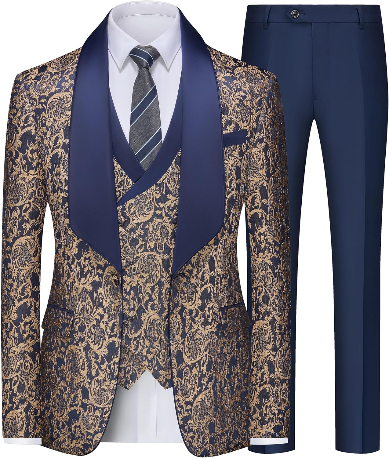 Mens Tuxedo Suit Set 3 Piece Slim Fit Wedding Prom Suit Blazer Jacket Vest Pants