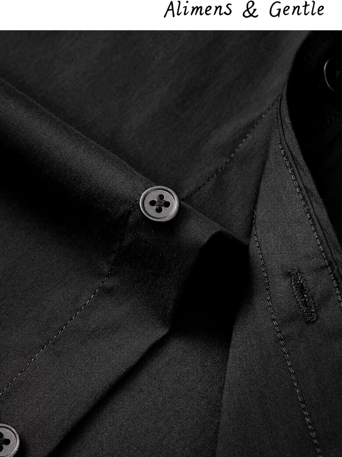 Alimens & Gentle Men's Dress Shirts Long Sleeve Wrinkle-Resistant Solid Stretch Button Down Shirt - Image 2