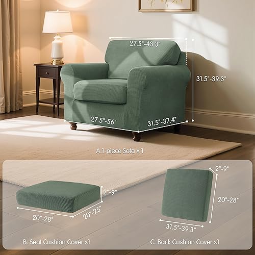 Miniatura 3 de subrtex Juego de 3 fundas elásticas para sofá, fundas de cojín para respaldo, colección de protectores de muebles, para sofá de gran tamaño, sofá