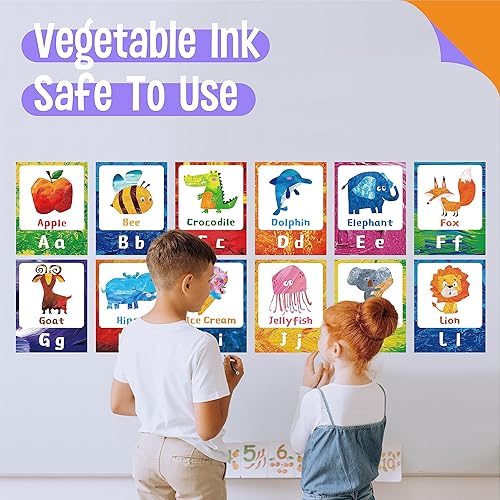 Miniatura 5 de SpriteGru 36 pósteres del alfabeto, decoraciones de pared ABC, 26 letras mayúsculas/minúsculas más 1-10 números pequeños para decoración de tablones