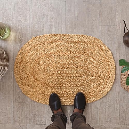Vista 99 de HOMEMONDE Alfombra redonda de yute natural de 6 pies, tejida a mano, reversible, vintage, rústica, bohemia, respetuosa con el medio ambiente