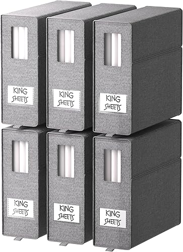 Paquete de 6 organizadores y almacenamiento de sábanas, organizadores y almacenamiento de ropa de cama, organizador de sábanas con ventana, ideal