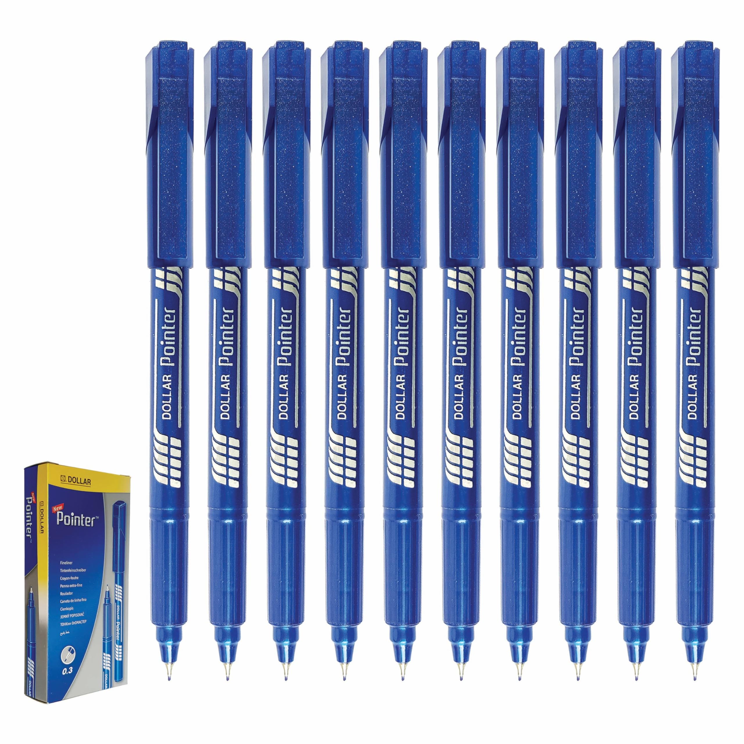 FT03MM Fineliner Pens, BLUE, Pack of 10, Ultra Fine Felt Tip Fineliners, 0.3mm Tips