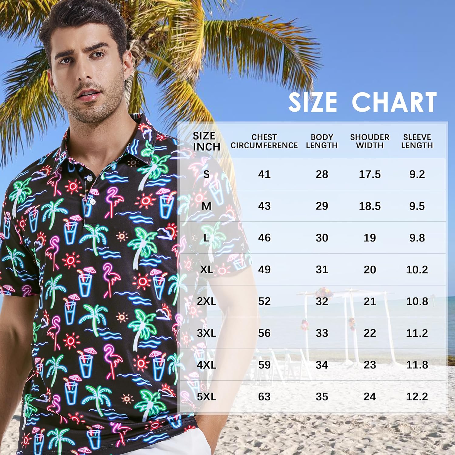 Mens Golf Shirt Short Sleeve Dry Fit Print Moisture Wicking Performance Patterns Collared Polo Shirt