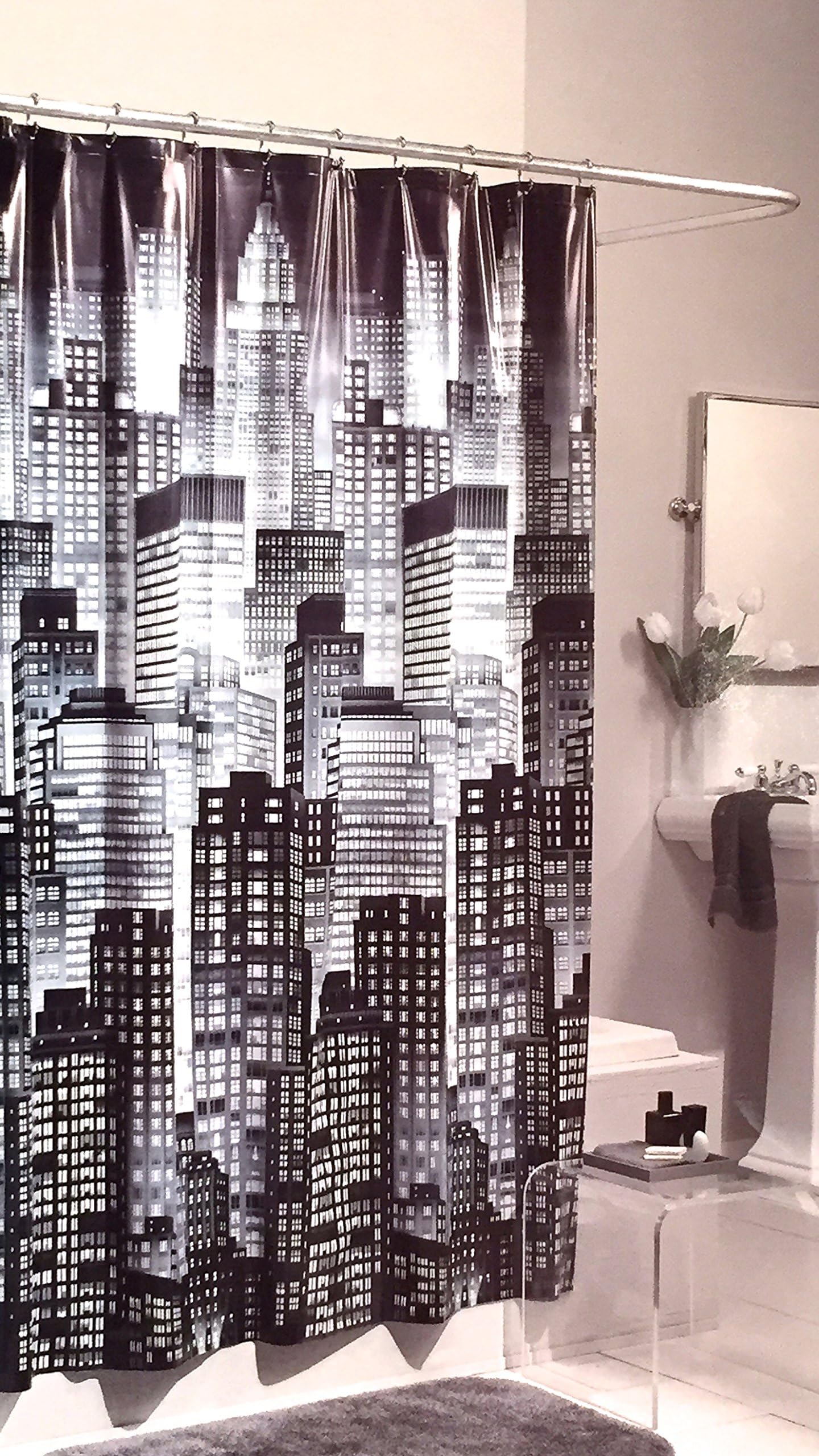 City Skyline Skyscrapers PEVA Vinyl Shower Curtain