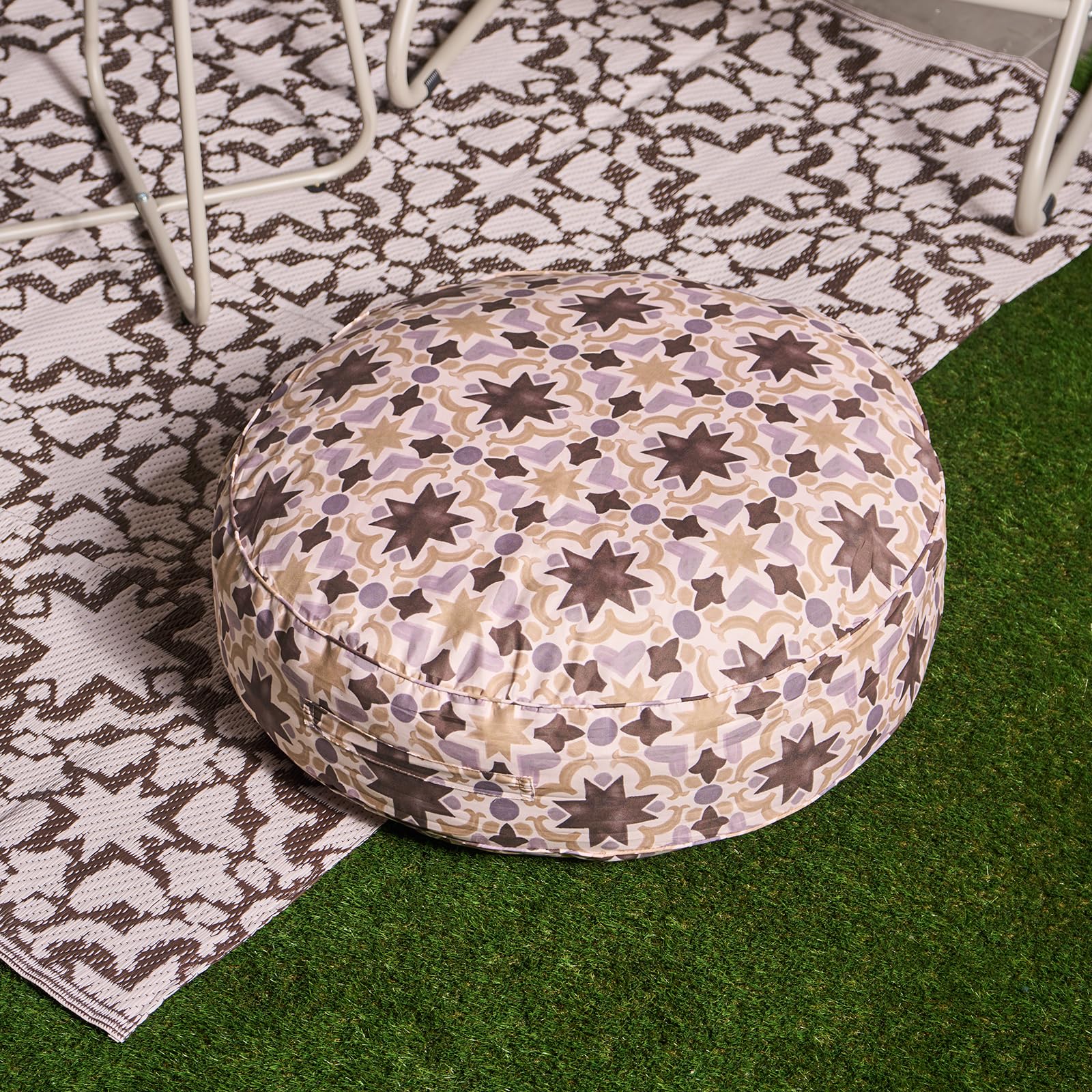 Ohs Tiles Print Round Outdoor Garden Cushion Water Resistant from B&Q