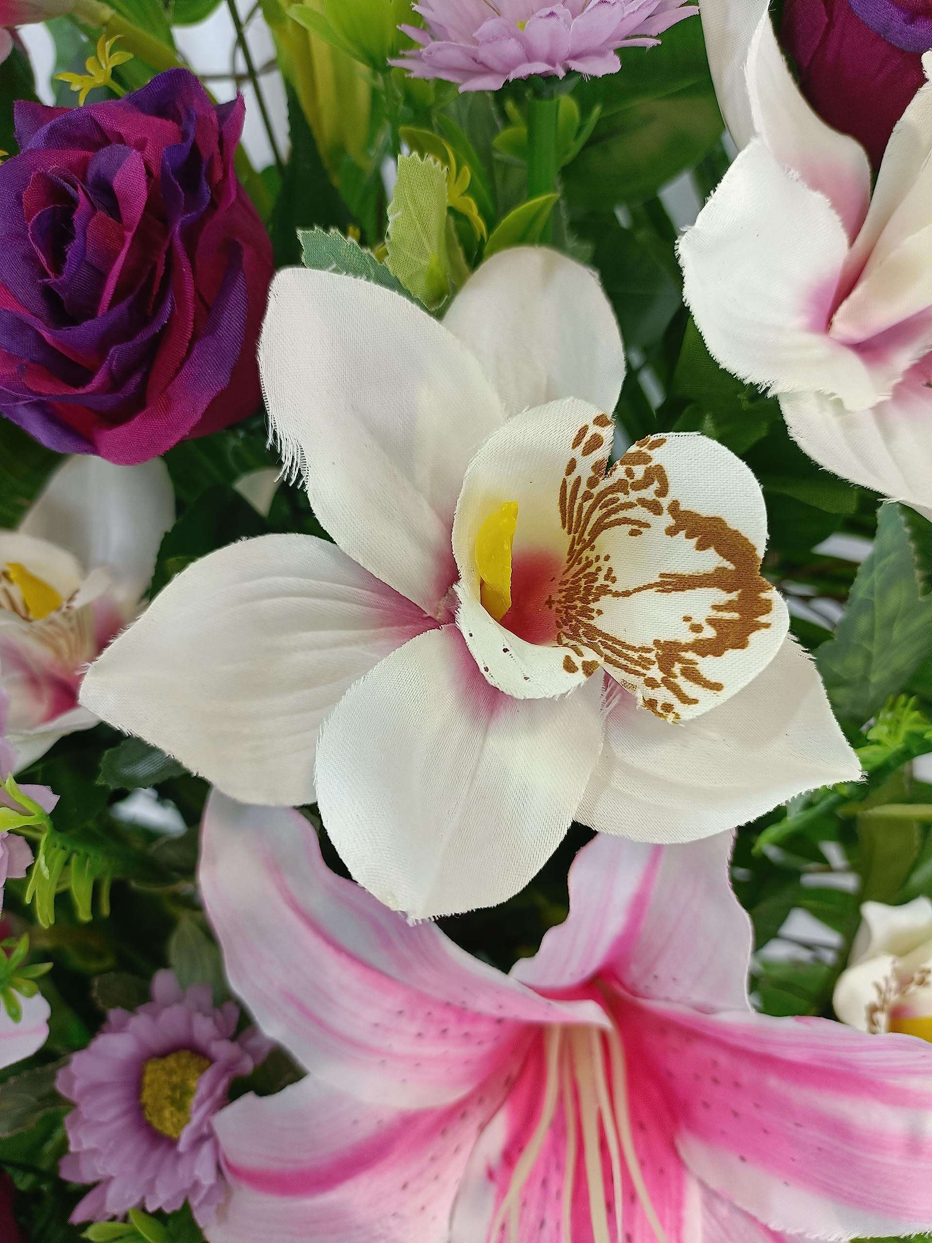 6 pezzi Fiori d`orchidea artificiali, rosa e verde, per decorazione di casa, giardino, scrivania, bagno, matrimonio, festa | SHEIN ALIA