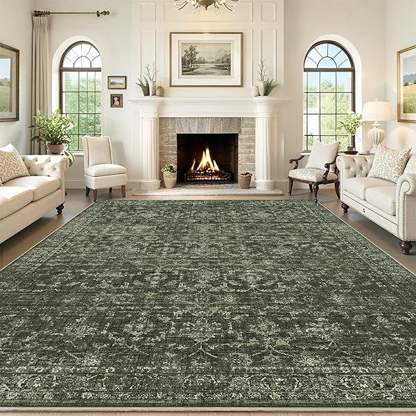 Fresh Green Rug Ideas for Living Room Style 23 Distressed Boho Floral Green Rug