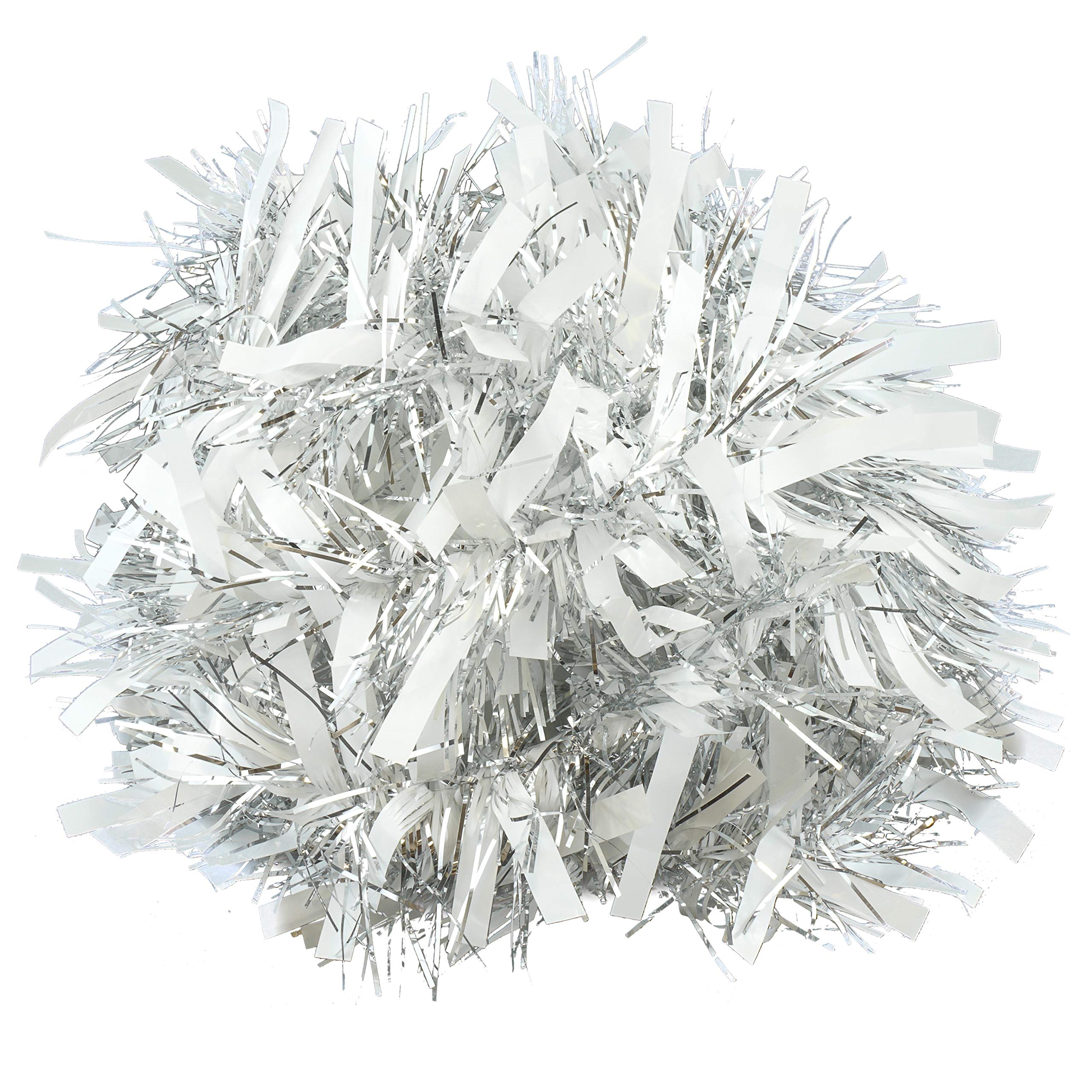 Hovuk White/Silver Christmas Tinsel Garland, 2M Chunky Garland Christmas Tree Hanging Decorations For Xmas Holiday Indoor Outdoor Party Supplies