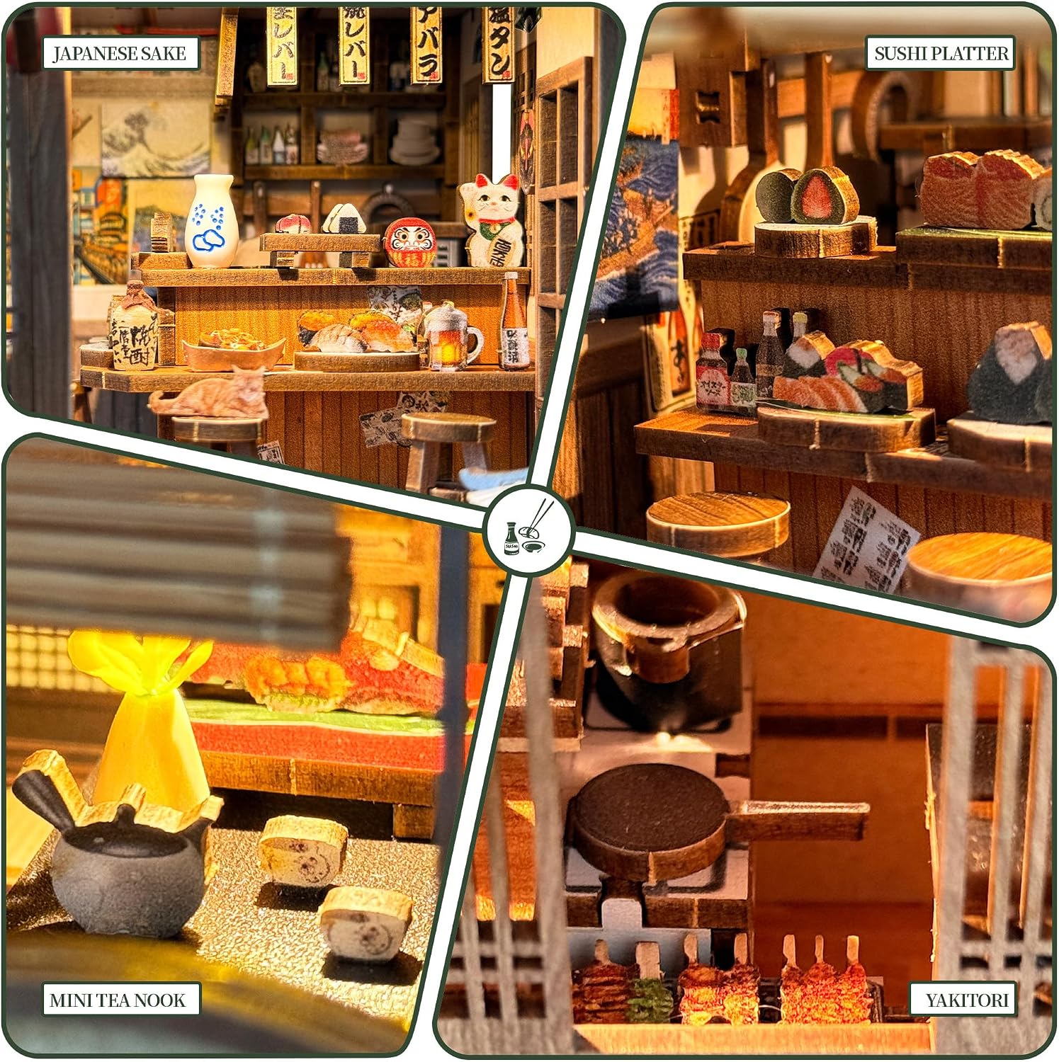 Japanese Miniature House Kit with Touch Light, 312-Piece DIY Model image 5