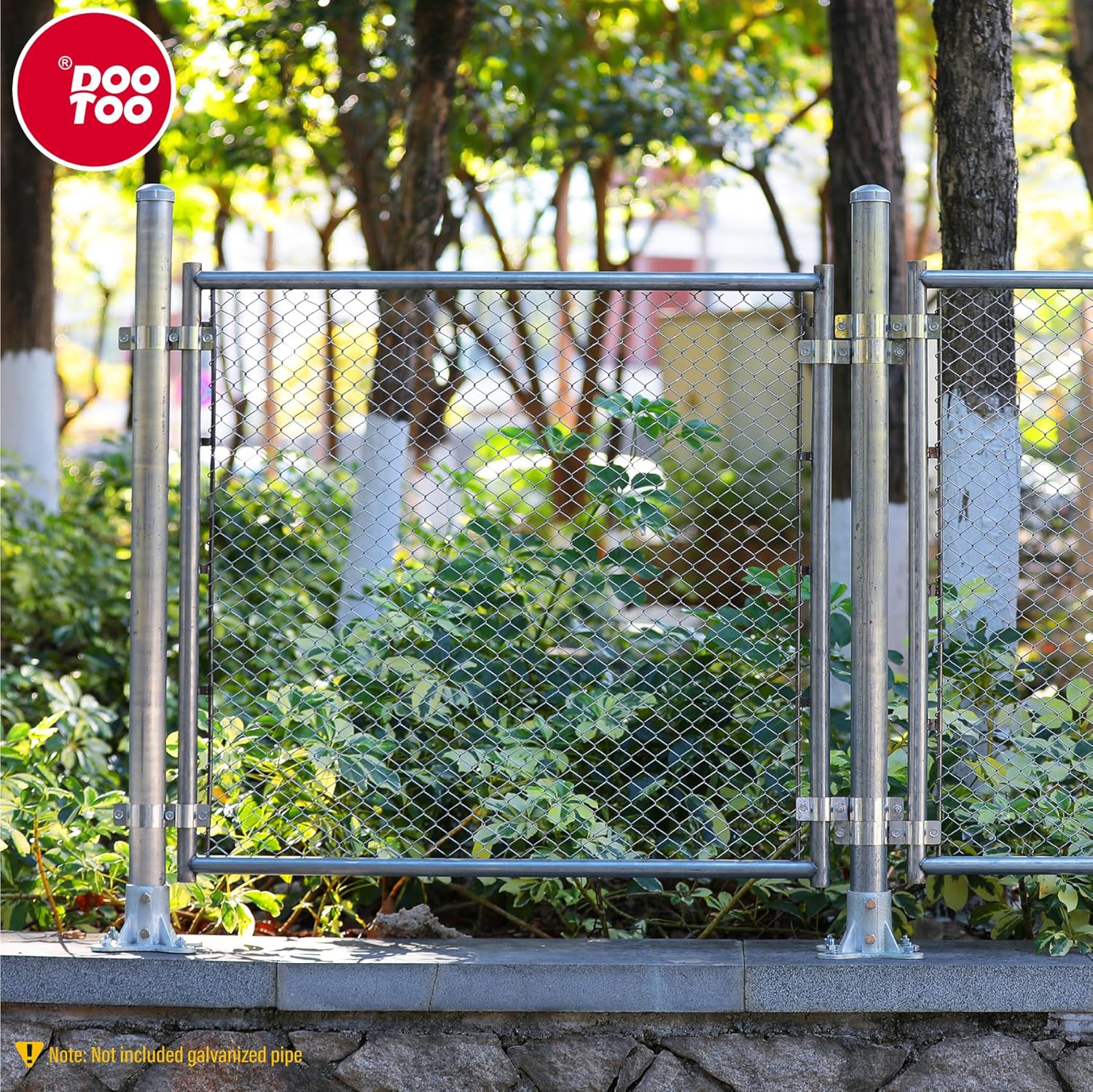 Chain Link Fence Post Flange - 2 1/2" Heavy Duty Round Post Base Bracket (2-Pack) Fits 2-3/8" Outer Diameter Fence/Mailbox/Flag Posts - Floor Mount Flange Kit