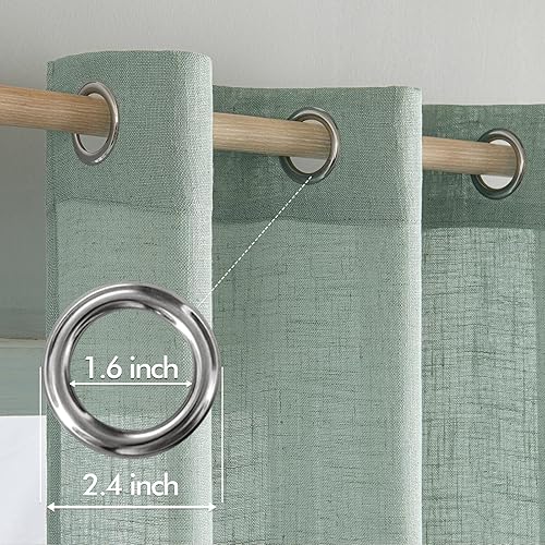 Miniatura 2 de MIULEE Cortinas de lino aguamarina de 72 pulgadas de largo para dormitorio, sala de estar, cortinas de ventana con textura de lino suave y grueso,