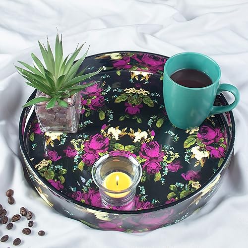 Miniatura 9 de Crocon Bandeja otomana redonda para candelabros, centros de mesa multiusos para comedor, bandeja de servir, bandejas decorativas para mesa de café,