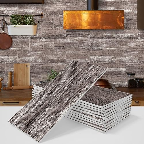 Miniatura 7 de Azulejos de despegar y pegar, impermeables, para azulejos de cocina, azulejos autoadhesivos, azulejos de pared de PVC, azulejos de grano de madera,