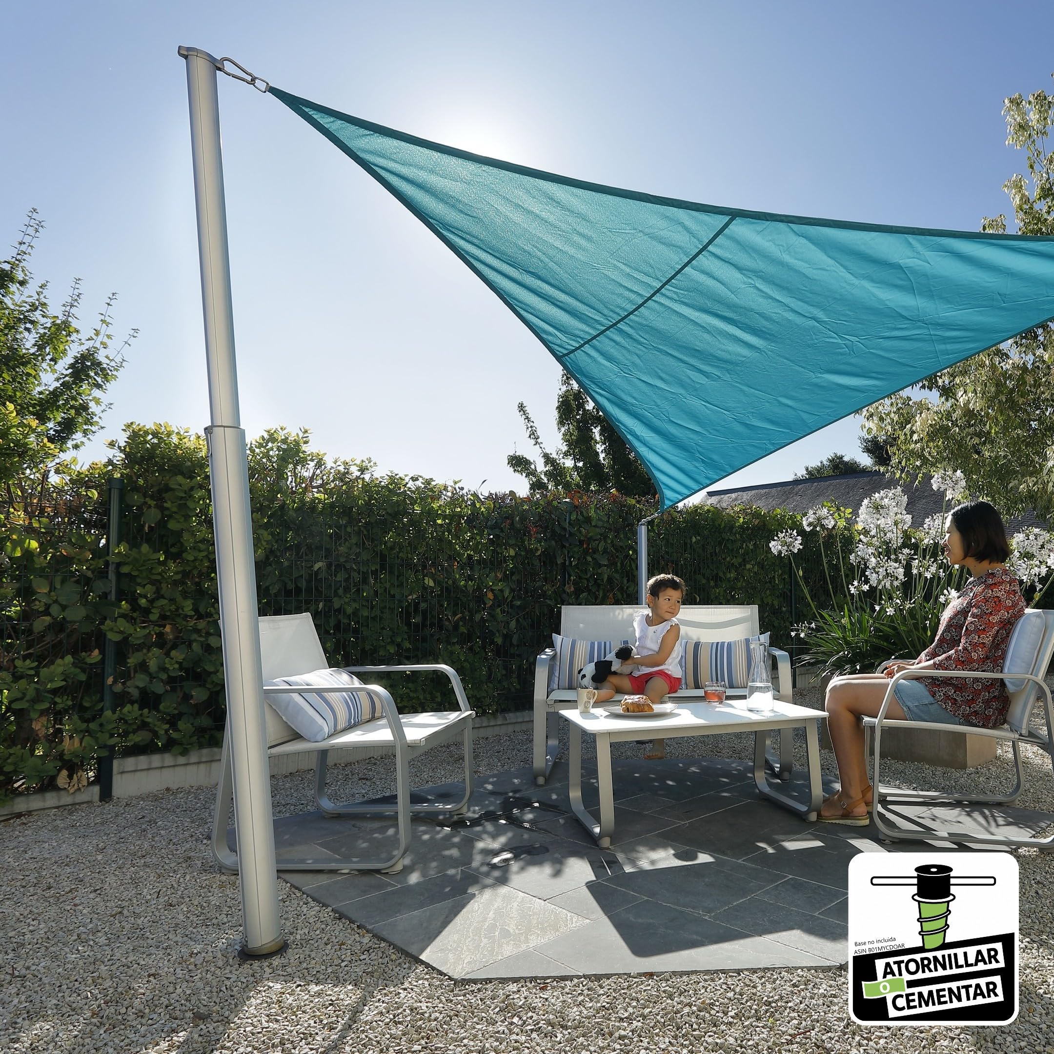 Mástil para Vela de Sombra de Aluminio Gard&Rock – Telescópico y Extraíble | Fijación todoterreno – Se inserta en la Base de Anclaje (no incl.) – Sin ocupar espacio – Terraza, jardín y piscina