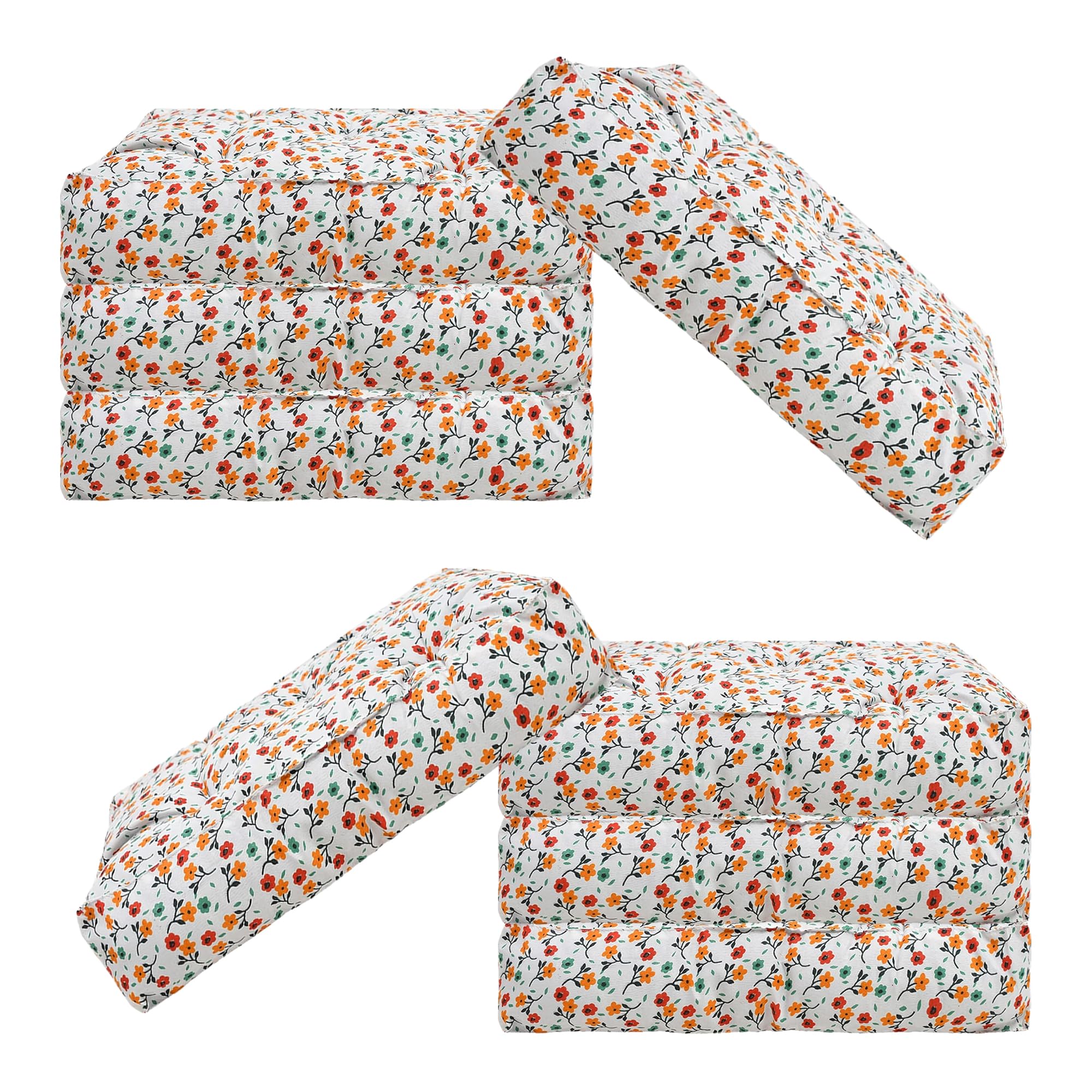 Kuber Industries Pack of 8 Floral Printed Microfiber Square Chair Pad Seat Cushion for Rocking Chair, Office Chair, Dinning Chair, Indoor/Outdoor, 18 * 18 Inch (White), Standard (B0D3T8PNWG) Amazon Price History, Amazon Price Tracker