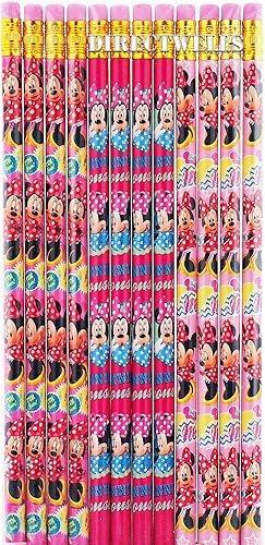 Disney Minnie Mouse - Paquete de 12 lápices de madera con licencia auténtica