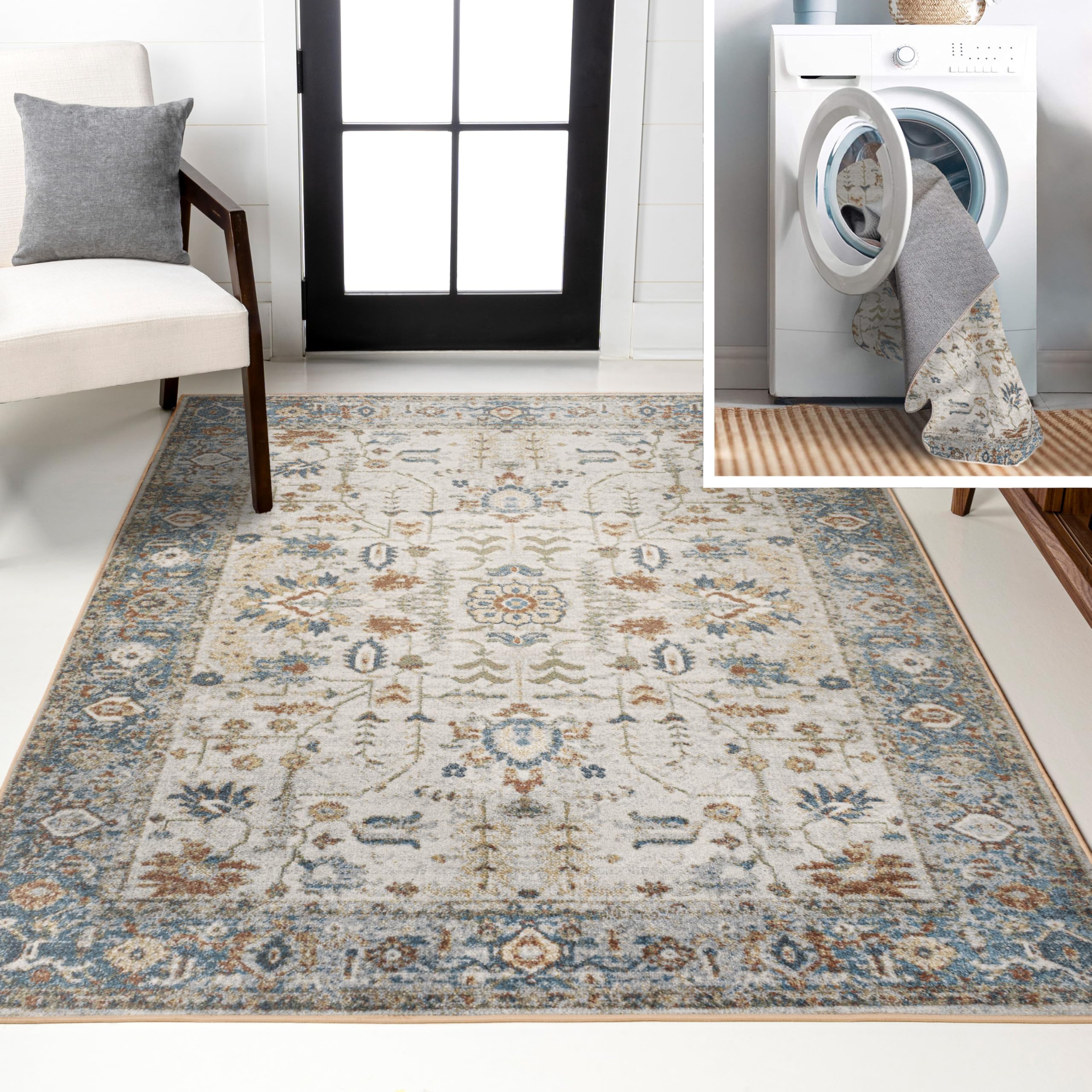 Amazon.com: JONATHAN Y Machine Washable Cream/Terra Indoor Area