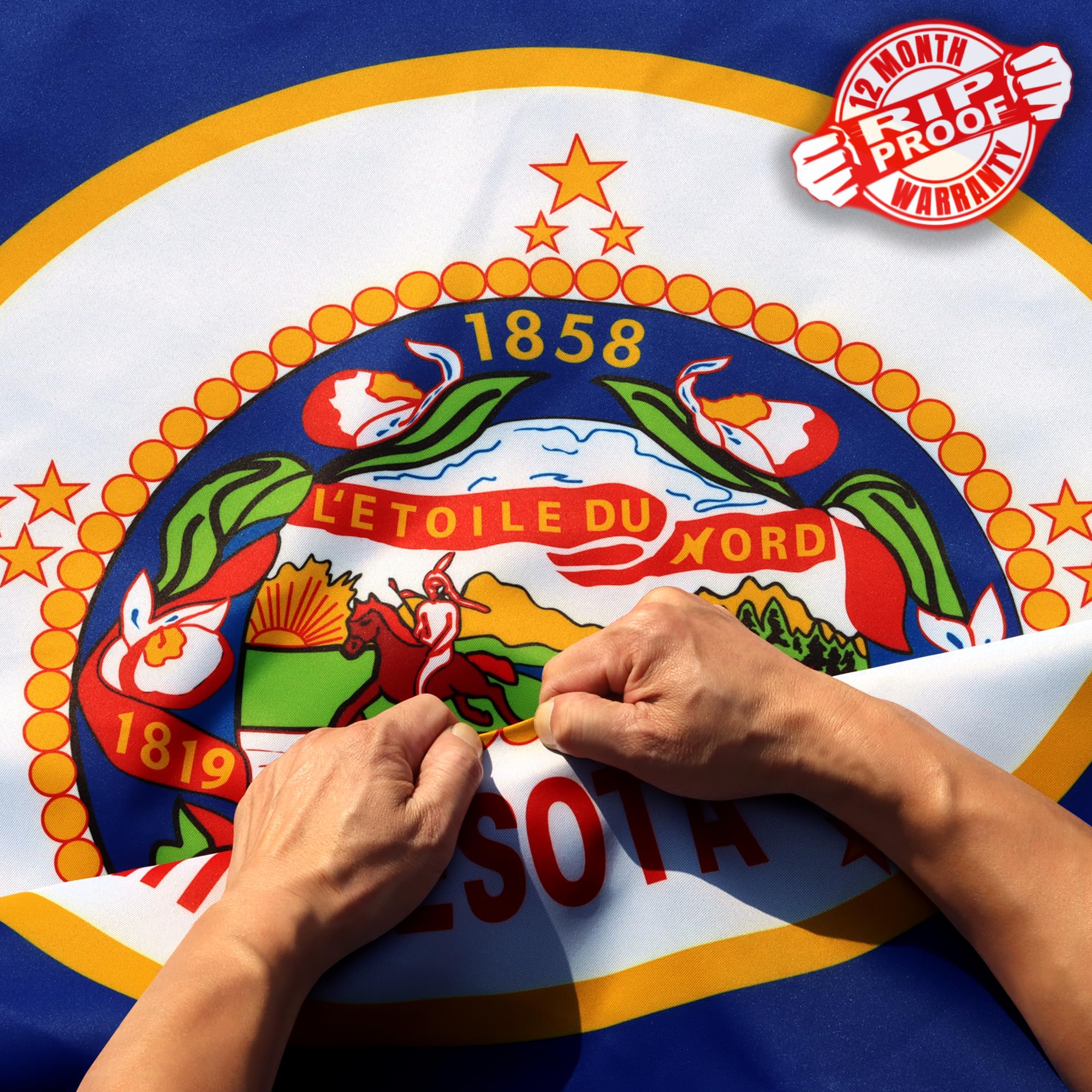 AnleyRip-Proof Double Sided 3-Ply Minnesota State Flag 3x5 Foot - Vivid Color, Canvas Header and Wrinkle Resistant - The Strongest, Longest Lasting Minnesota MN Flags 3 X 5 Ft