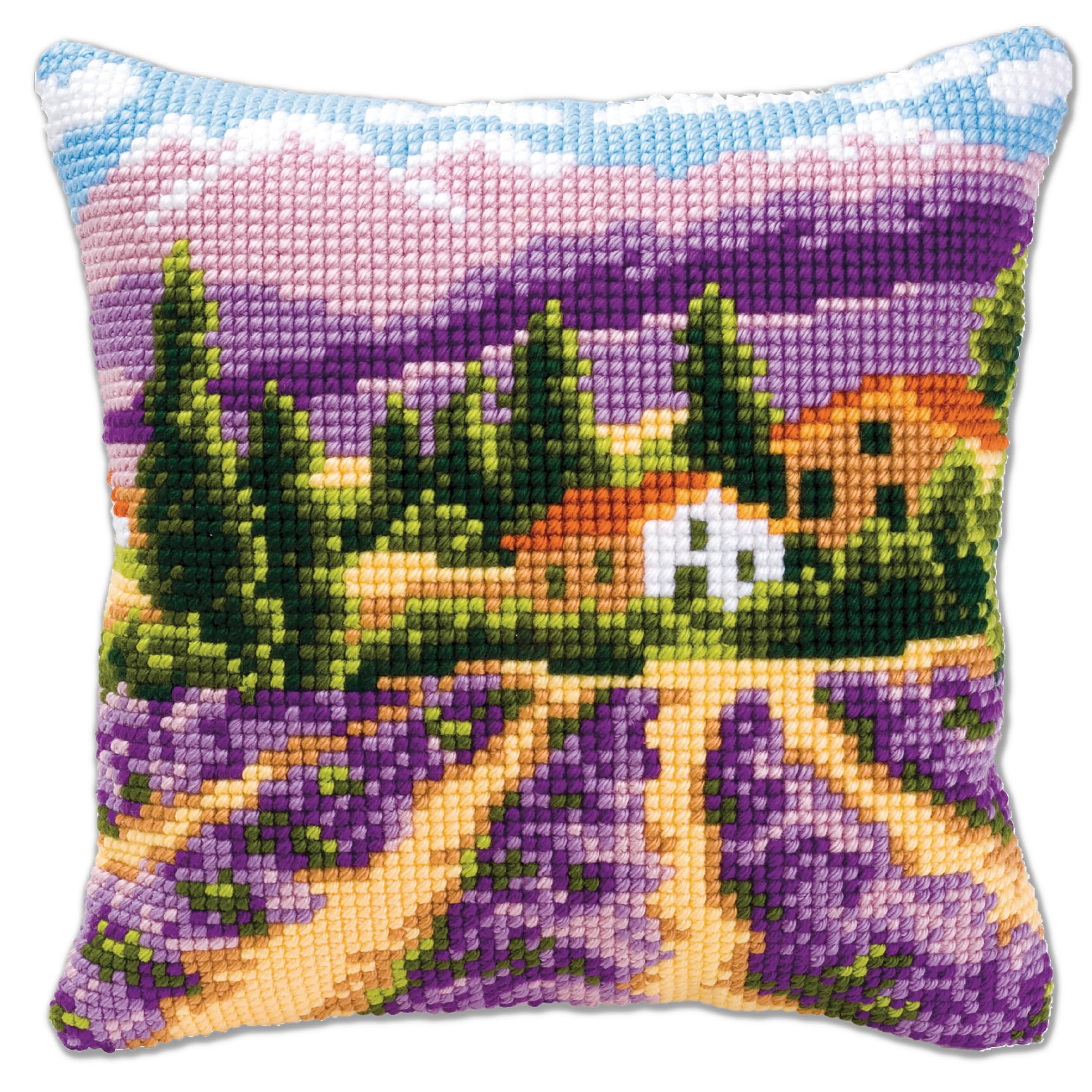 VERVACO Borduurpakket Kussen Kruissteek BLOEMEN Voorbedrukt Handwerkpakket voor Sierkussen 40 x 40 cm Zelf Maken Knutselen voor Volwassenen Woondecoratie DIY Cross Stitch Kit