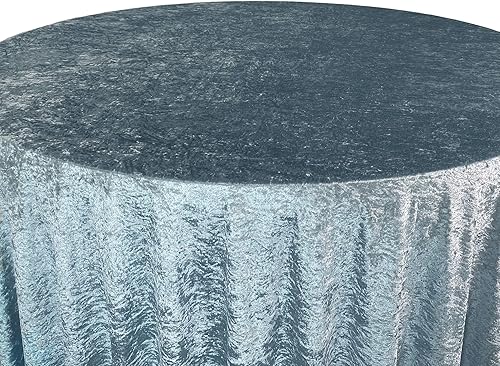 Miniatura 3 de YOUR CHAIR COVERS - Mantel redondo de terciopelo triturado de 120 pulgadas para mesas redondas de 5 pies - Azul polvoriento