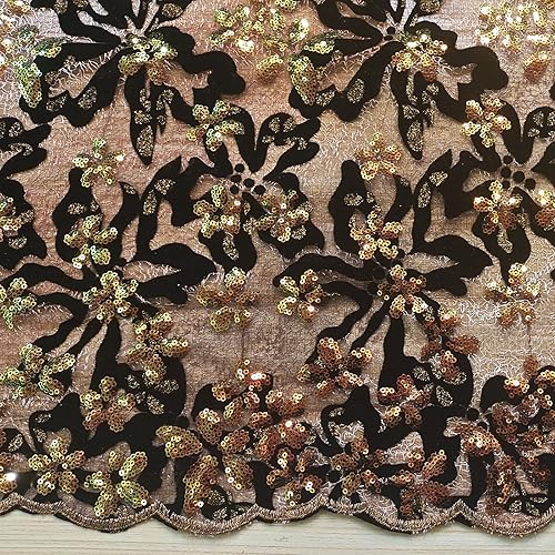 Miniatura 2 de Bestway Tela de encaje africano de terciopelo cortado con láser, 5 yardas, lentejuelas de moda, bordado, malla francesa, material de encaje, mujeres