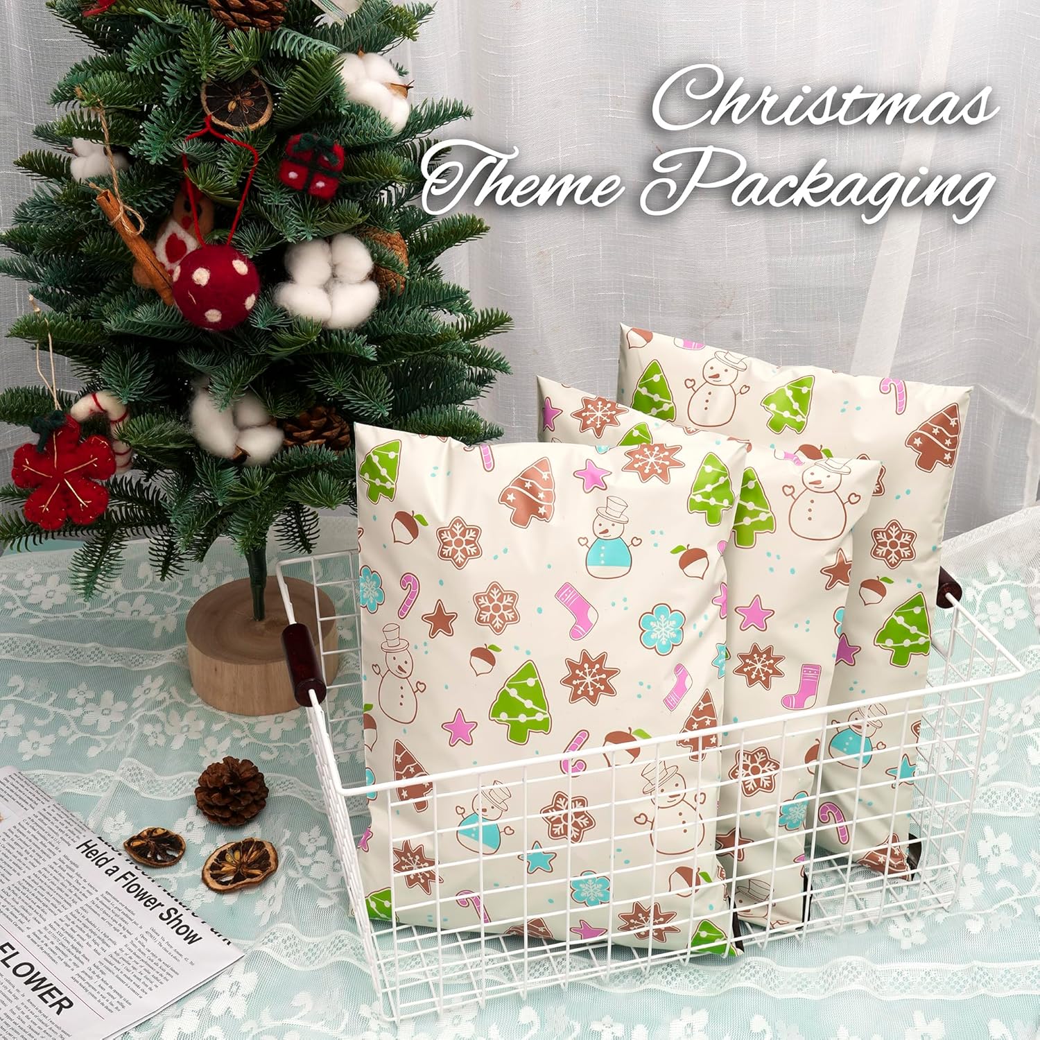 Christmas Poly Mailer 6x9 Inch 100 Pcs, Waterproof Shipping Bags for Clothing, Tear-Resistant Mailier Bags, Strong Mailing Bags with Self-Seal - Christmas Elements Printed - Image 5