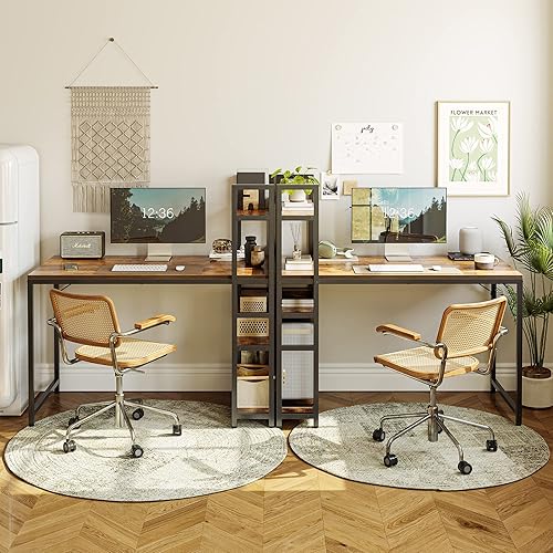 Miniatura 5 de CubiCubi Escritorio pequeño para computadora con estantes de 47 pulgadas, escritorio de oficina en casa, mesa de oficina de estudio, estante de 3