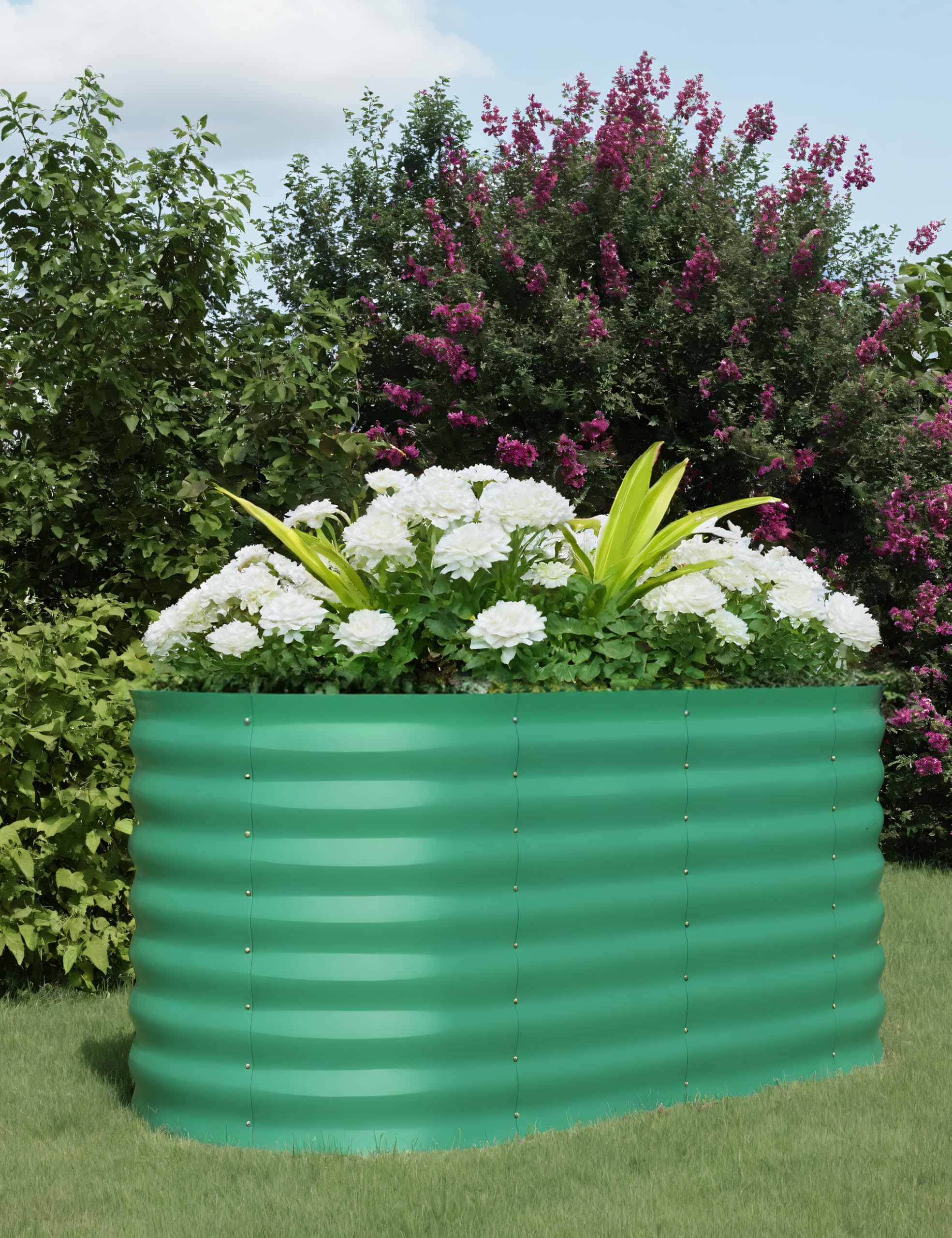 Garveehome Green1 4X2x2 Ft Galvanized Raised Garden Bed Outdoor, 24 In Tall Metal Planter Box For Flowers Herbs Vegetables, Rust-Resistant Raised Garden Beds For Gardening,Outdoor Garden Box & Planters