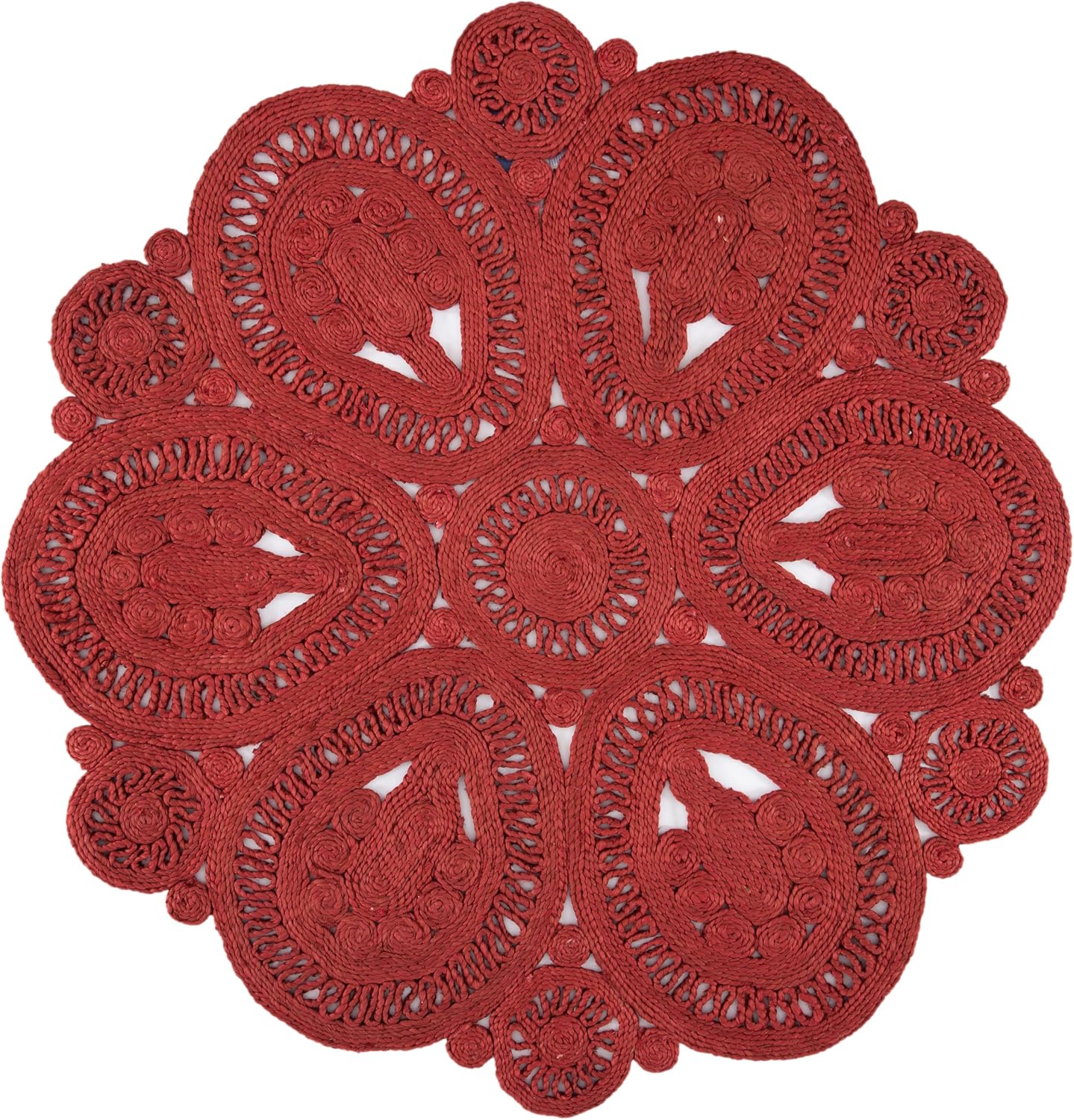 SAFAVIEH Area Rug 4' Round - Natural Fiber Collection - Rust, Handmade Jute, Decorative Boho Floral Design (NF360P)