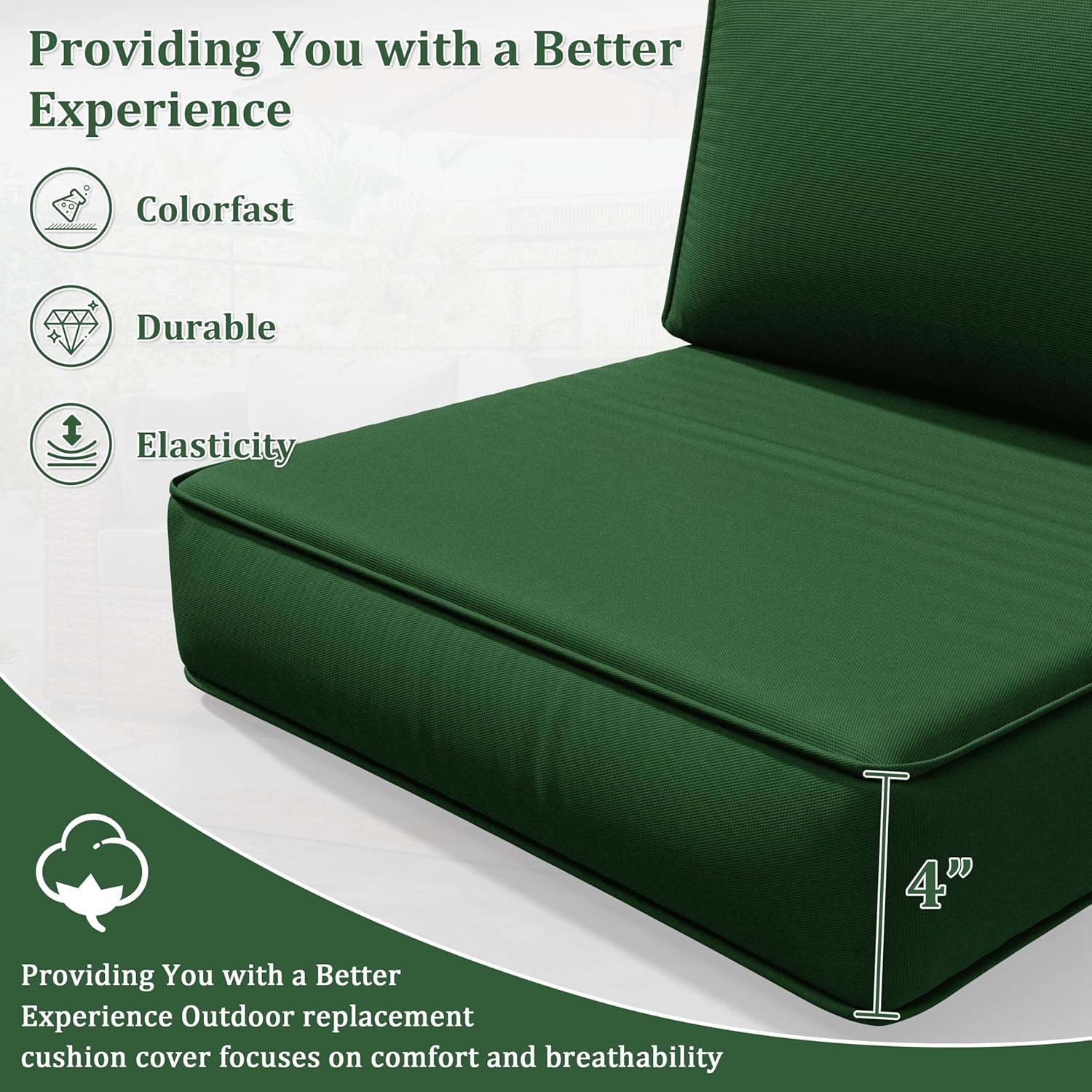 8p Outdoor Cushion Slipcovers Outdoor Patio Cushions Covers Replacement Waterproof with Zipper for 3-Seat Rattan Sofa Patio Furniture Cushion Covers, Covers Only