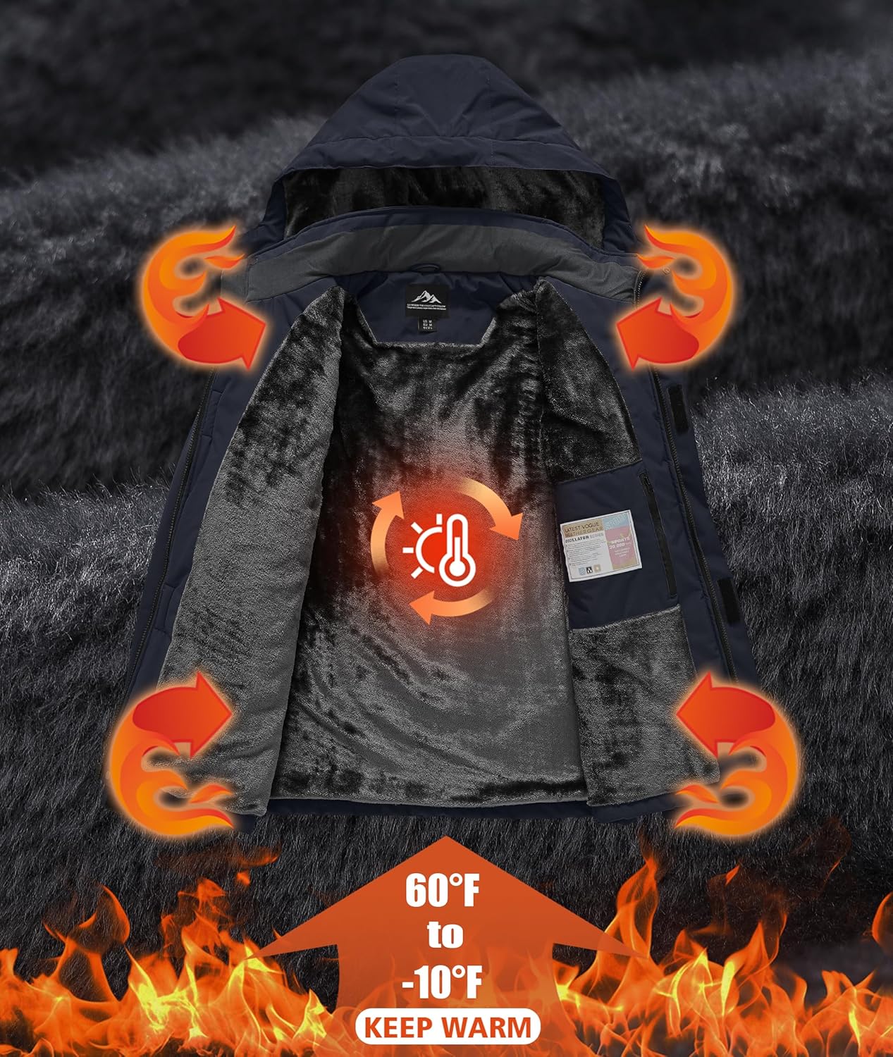 Mens Winter Snow Jacket Waterproof Ski Jackets Snowboard Rain Warm Coat Insulated Hood Fleece Lined - Image 3