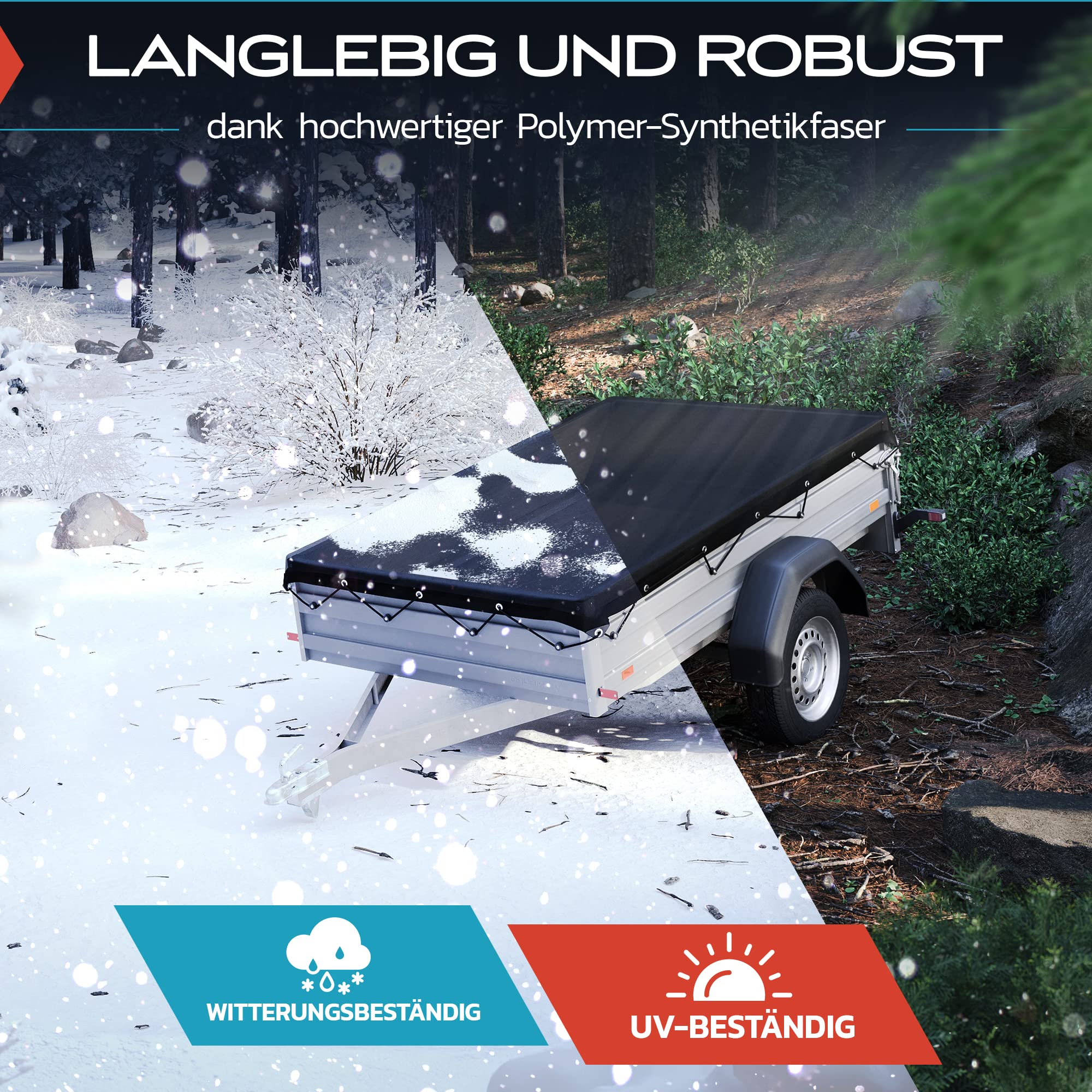 TRIBURG Anhängernetz Feinmaschig 2x3 - Abdecknetz für Anhänger zur Ladungssicherung